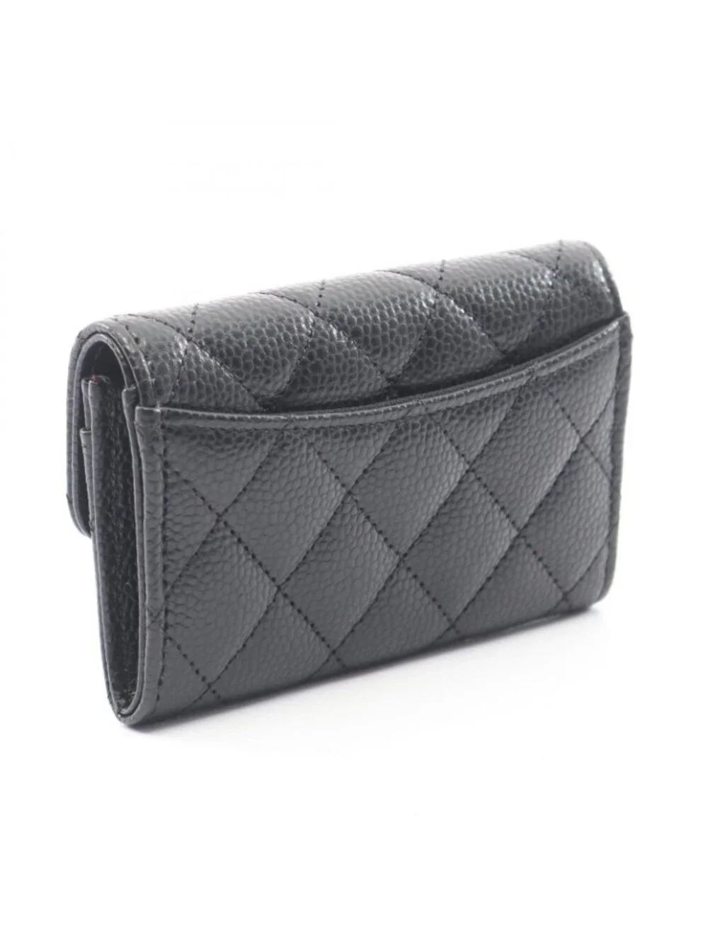 Chanel Card Case Classic Flap Quilted Black Caviar Leather